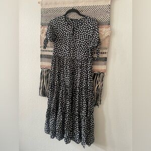 Madewell Black and White Floral Midi Dress